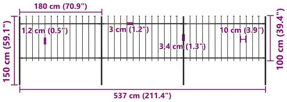 Sodo tvora su iečių viršugal., juoda, 5,1x1m, plienas