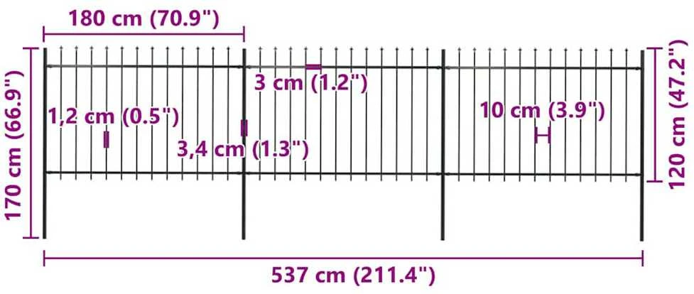 Sodo tvora su iečių viršugal., juoda, 5,1x1,2m, plienas