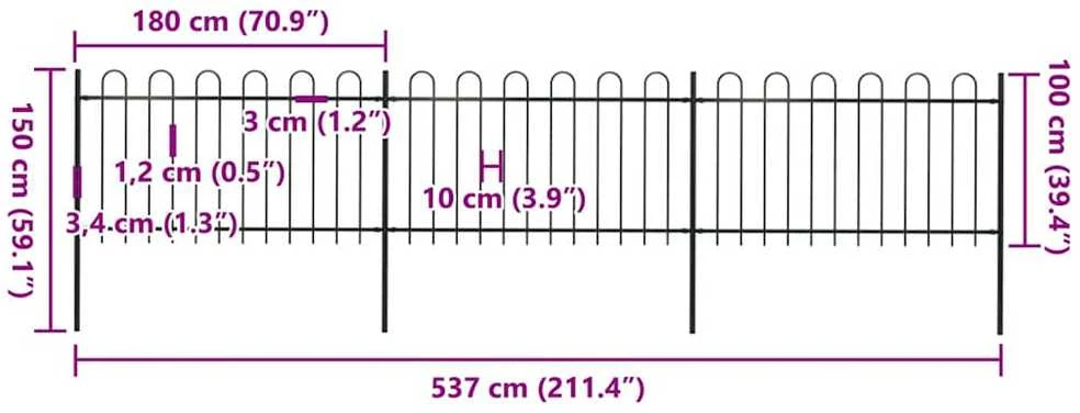 Sodo tvora su apvaliais viršugaliais, juoda, 5,1x1 m, plienas