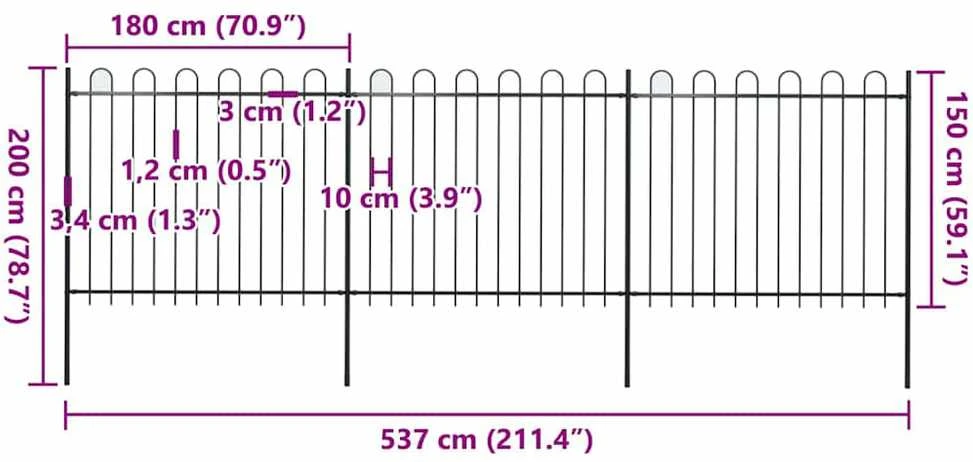 Sodo tvora su apvaliais viršugaliais, juoda, 5,1x1,5 m, plienas