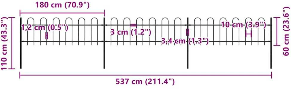 Sodo tvora su apvaliais viršugaliais, juoda, 5,1x0,6 m, plienas