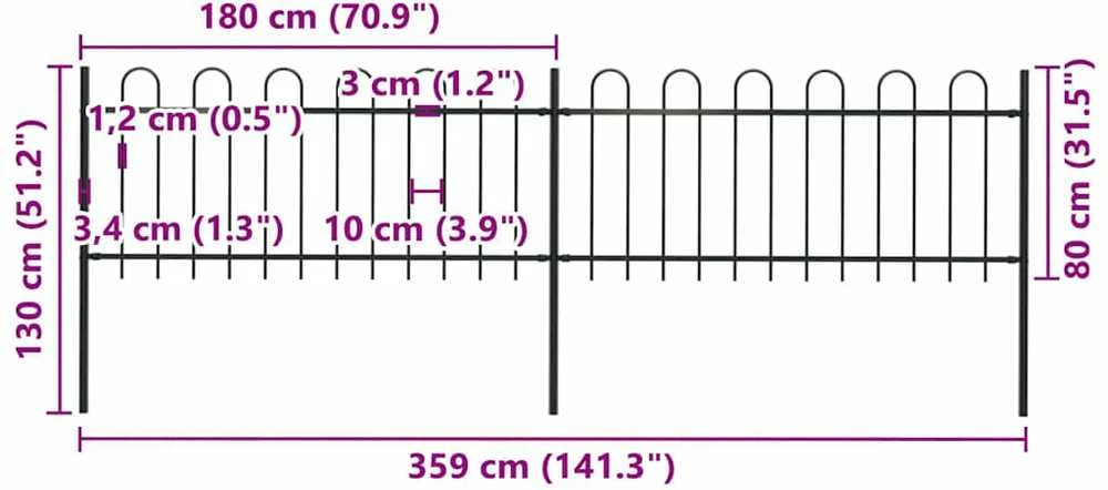 Sodo tvora su apvaliais viršugaliais, juoda, 3,4x0,8 m, plienas