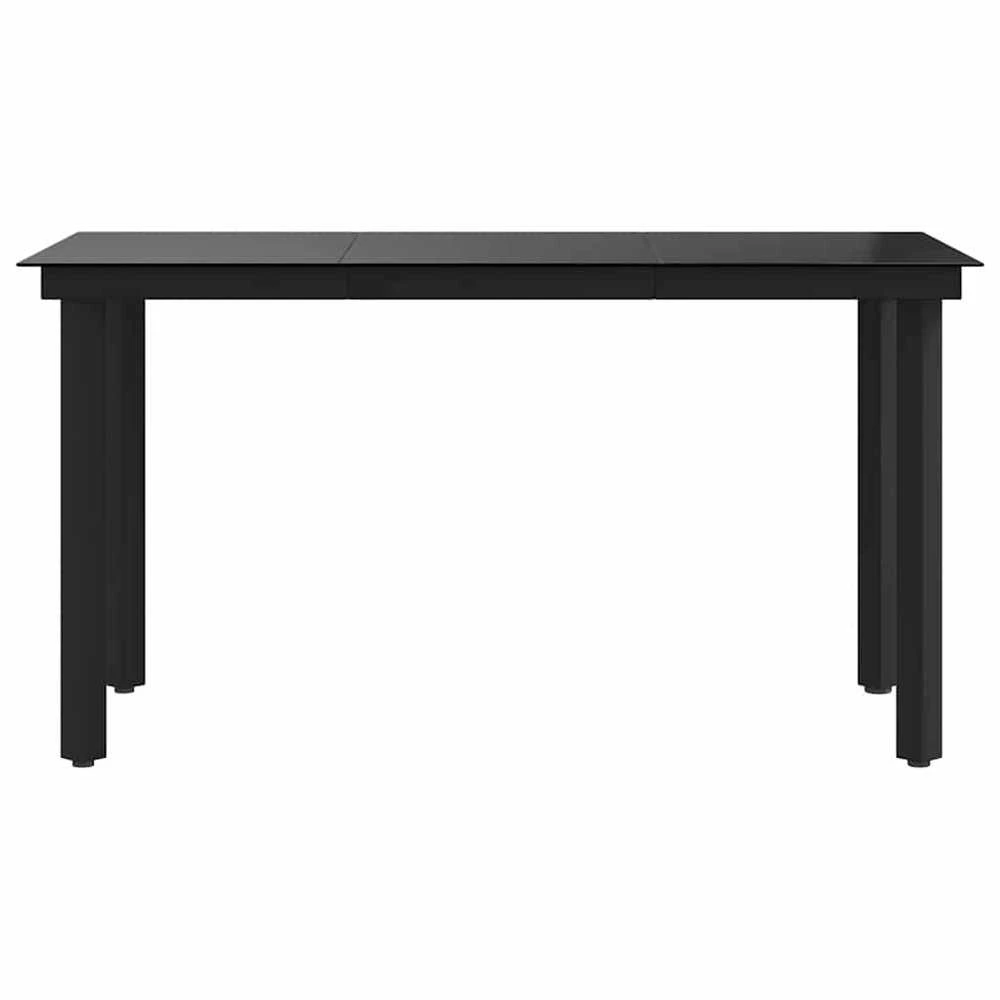 Sodo valgomojo stalas, juodas, 140x70x74cm, plienas ir stiklas