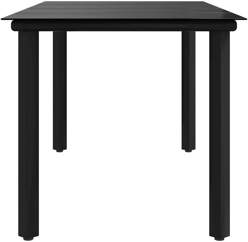 Sodo valgomojo stalas, juodas, 160x80x74cm, plienas ir stiklas