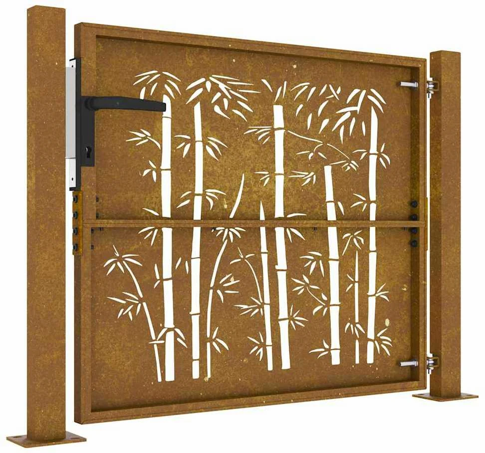 Sodo vartai, 105x105cm, corten plienas, bambuko dizaino