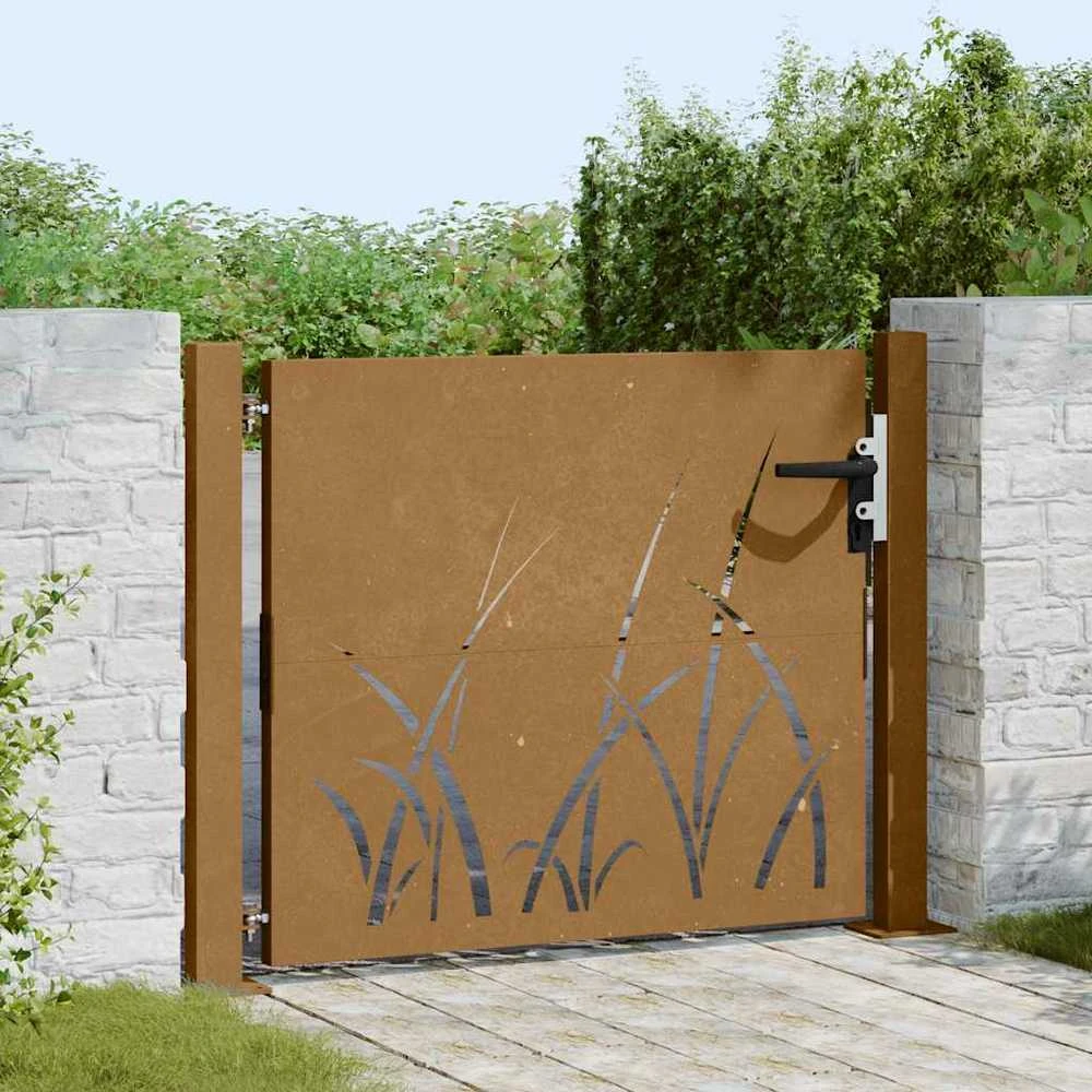 Sodo vartai, 105x105cm, corten plienas, žolės dizaino