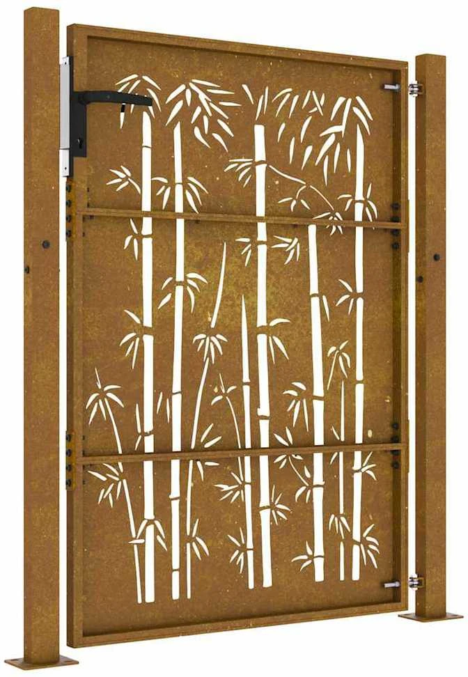 Sodo vartai, 105x155cm, corten plienas, bambuko dizaino