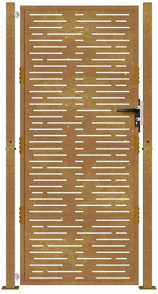 Sodo vartai, 105x205cm, corten plienas, kvadratų dizaino