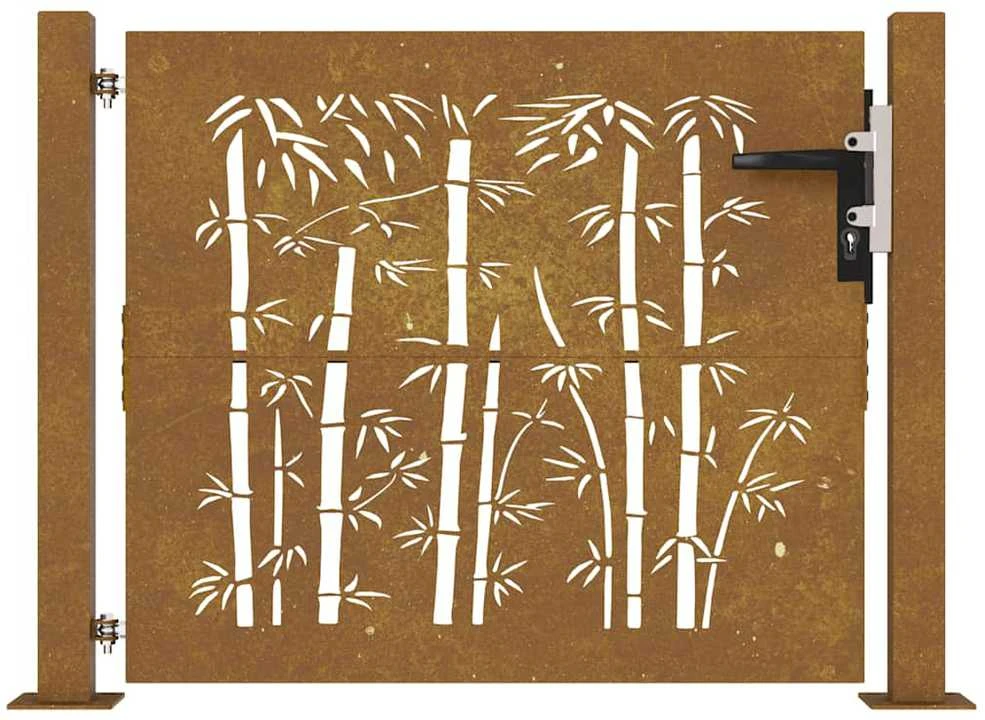 Sodo vartai, 105x180cm, corten plienas, bambuko dizaino