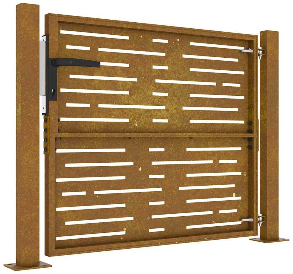 Sodo vartai, 105x80cm, corten plienas, kvadratų dizaino
