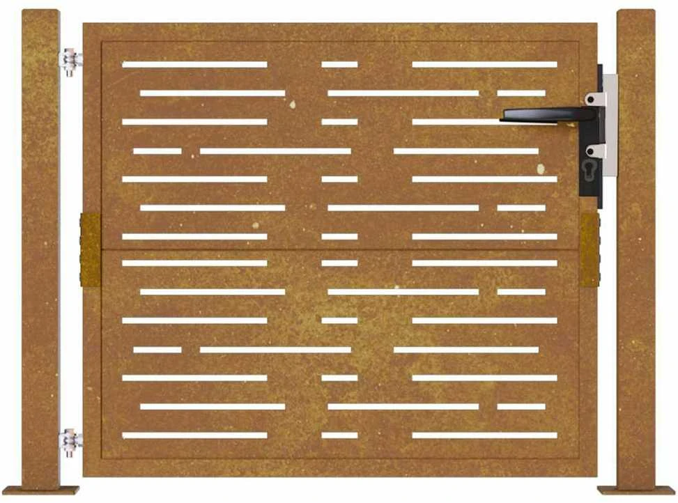 Sodo vartai, 105x80cm, corten plienas, kvadratų dizaino