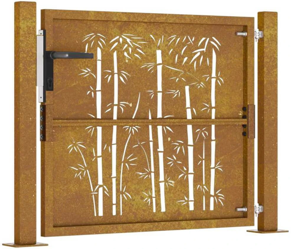Sodo vartai, 105x180cm, corten plienas, bambuko dizaino