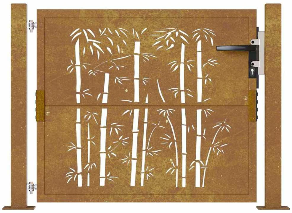 Sodo vartai, 105x180cm, corten plienas, bambuko dizaino