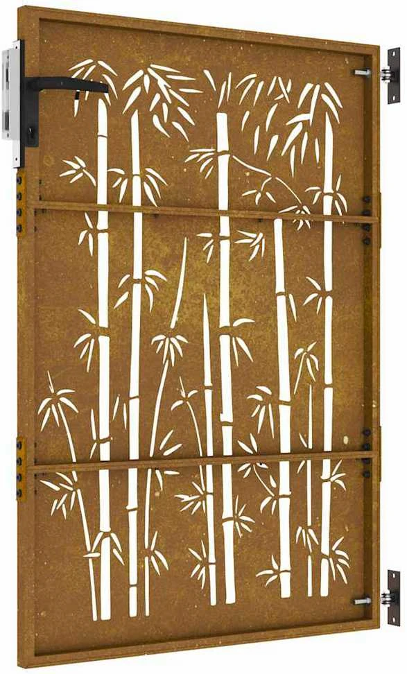 Sodo vartai, 85x125cm, corten plienas, bambuko dizaino
