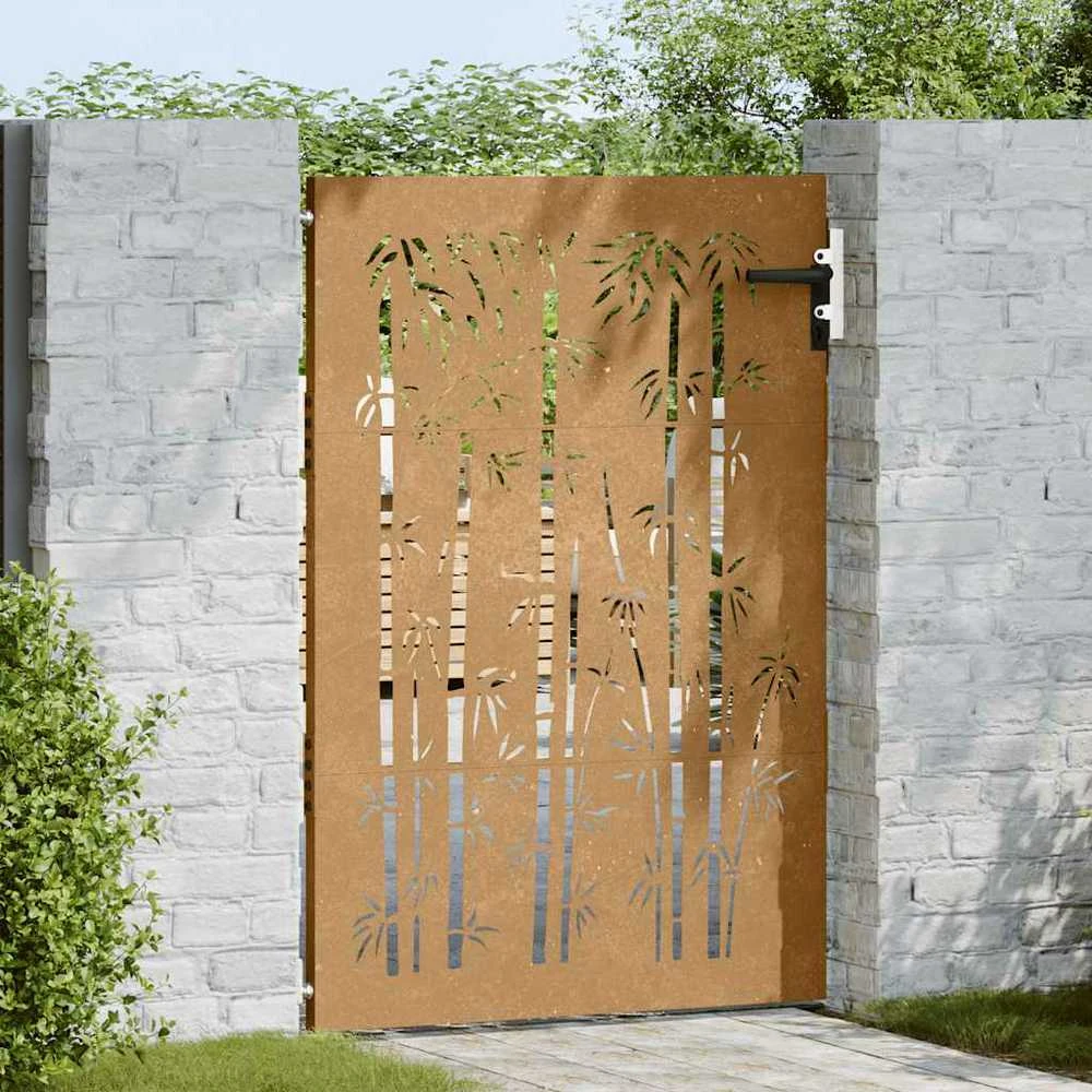 Sodo vartai, 85x125cm, corten plienas, bambuko dizaino