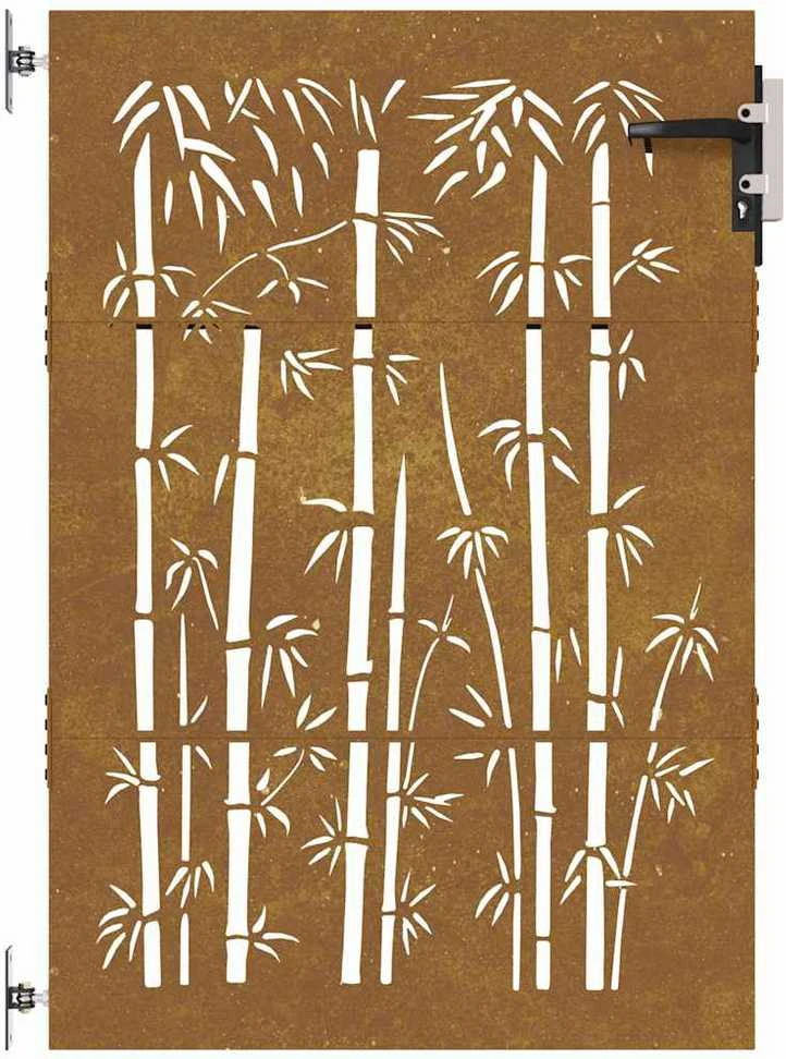 Sodo vartai, 85x150cm, corten plienas, bambuko dizaino