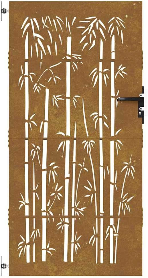 Sodo vartai, 85x200cm, corten plienas, bambuko dizaino