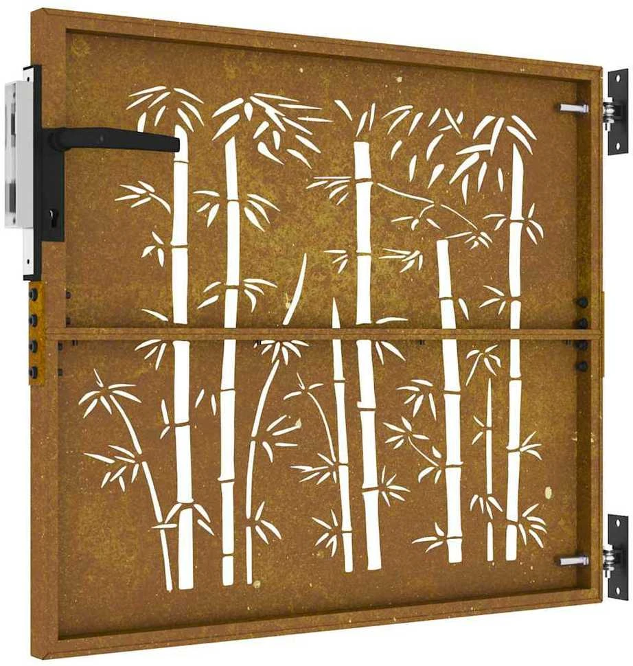 Sodo vartai, 85x75cm, corten plienas, bambuko dizaino