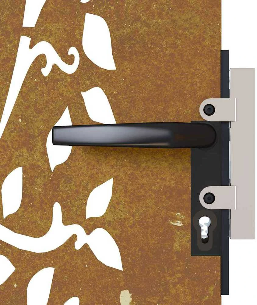 Sodo vartai, 85x75 cm, Corten plienas, medžio raštas