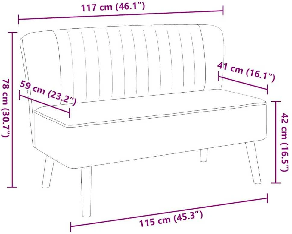 Sofa, audinys, 117 x 55,5 x 77 cm, mėlyna