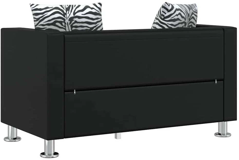 Sofa, dvivietė, dirbtinė oda, juoda