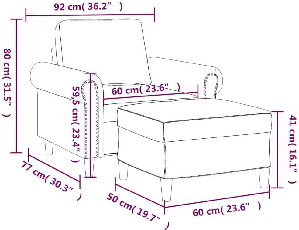 Sofa Krėslas su pakoja, geltonos spalvos, 60cm, aksomas