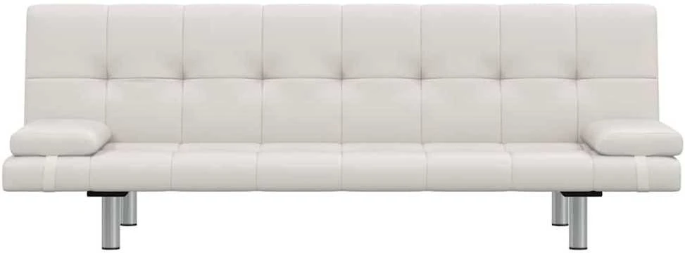 Sofa lova su 2 pagalv., dirbt. oda, reguliuojama, krem. balta