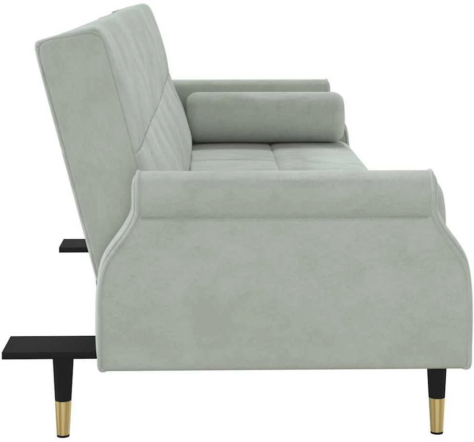 Sofa-lova su pagalvėlėmis, šviesiai pilkos spalvos, aksomas
