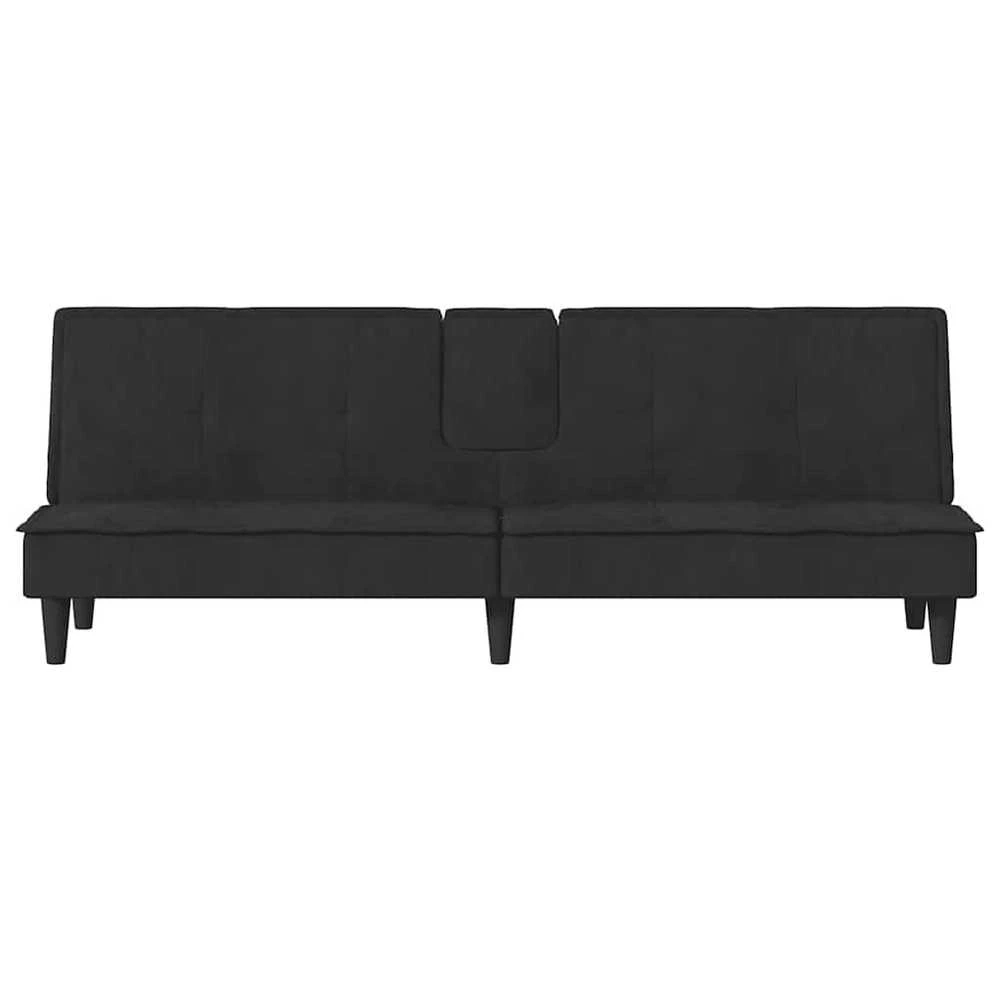 Sofa-lova su puodelių laikikliais, juodos spalvos, aksomas