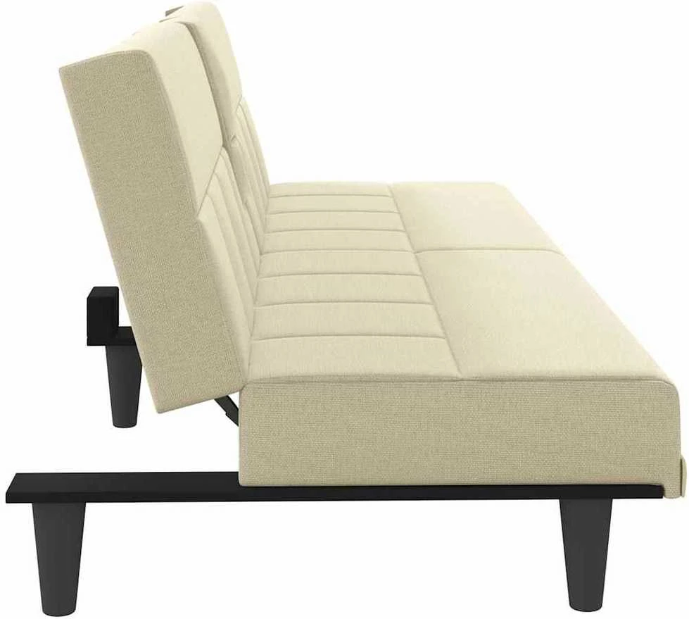 Sofa-lova su puodelių laikikliais, kreminės spalvos, audinys