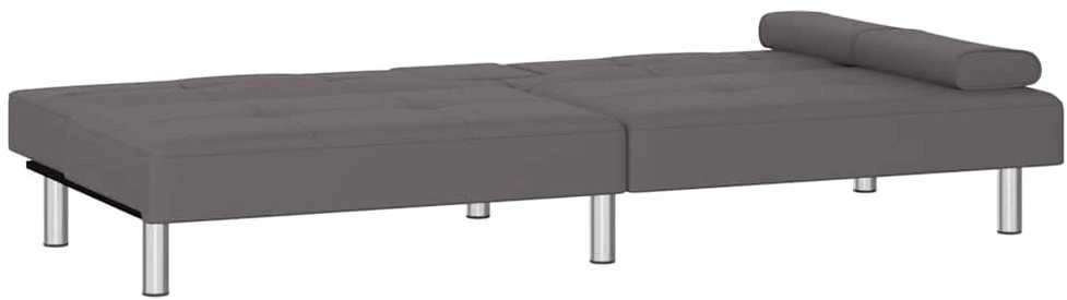 Sofa-lova su puodelių laikikliais, pilkos spalvos, dirbtinė oda