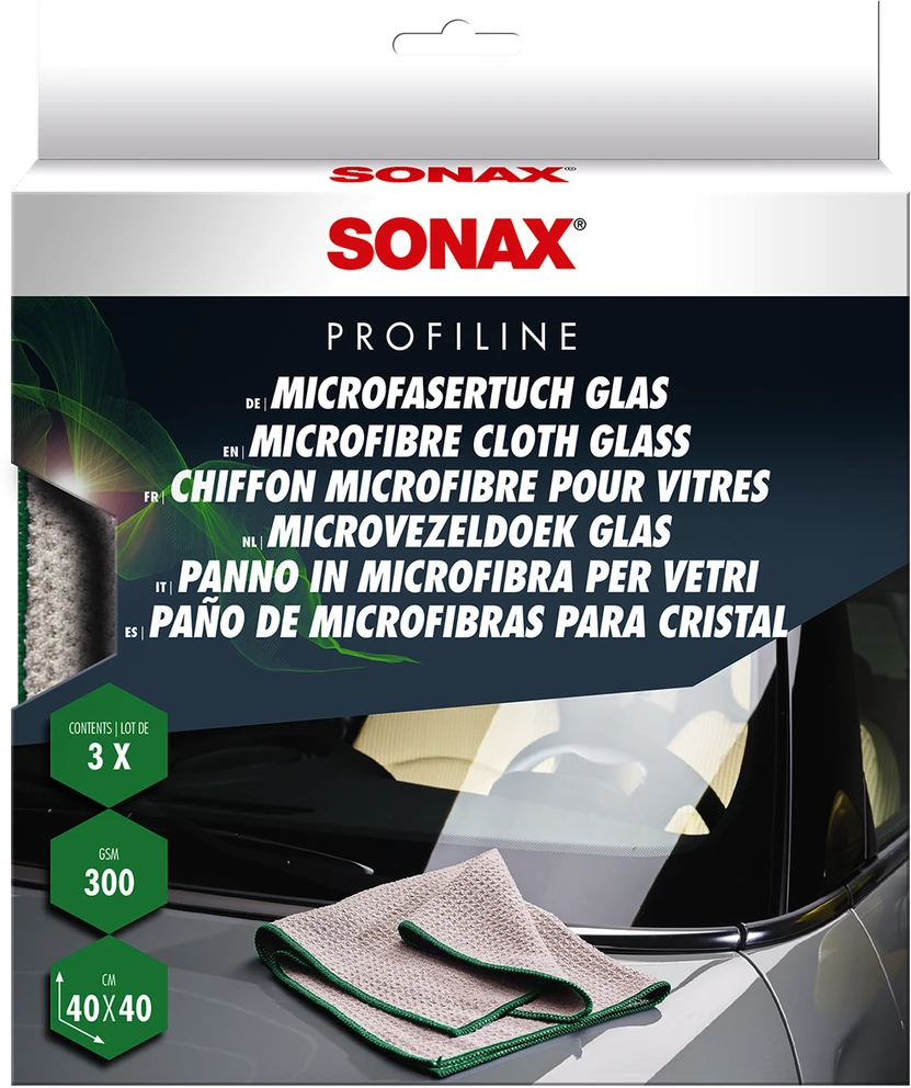 SONAX Mikropluošto šluostės stiklų valymui, 3vnt 451541