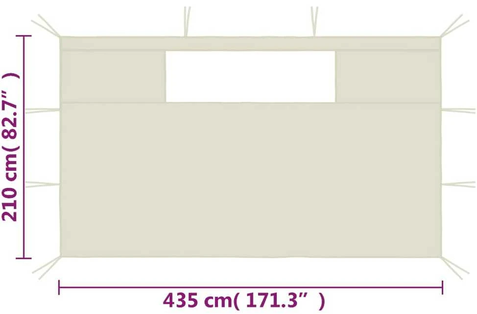 Šoninės pavėsinės sienos su langais, 2vnt., kreminės (315306)
