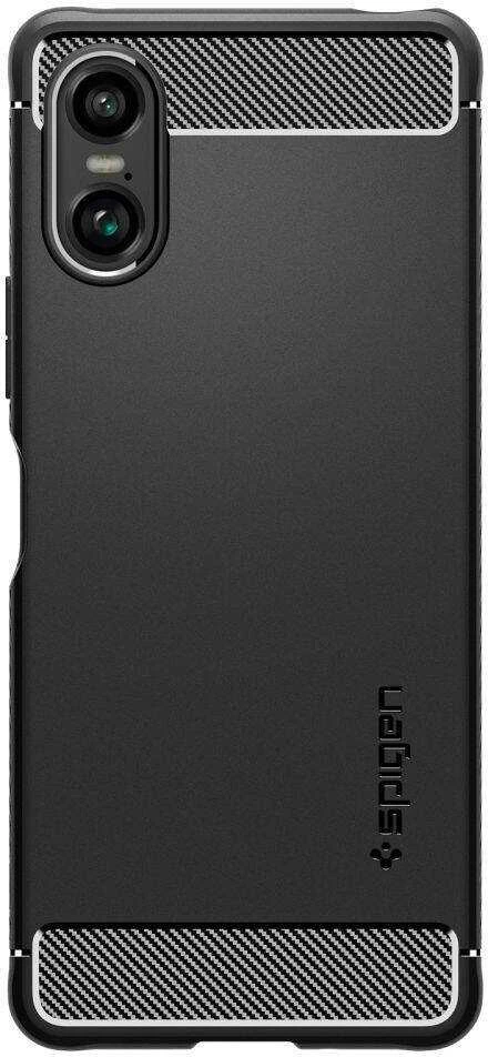 Sony Xperia 10 VI Spigen Rugged Armor matinis dėklas telefonui, juodos spalvos