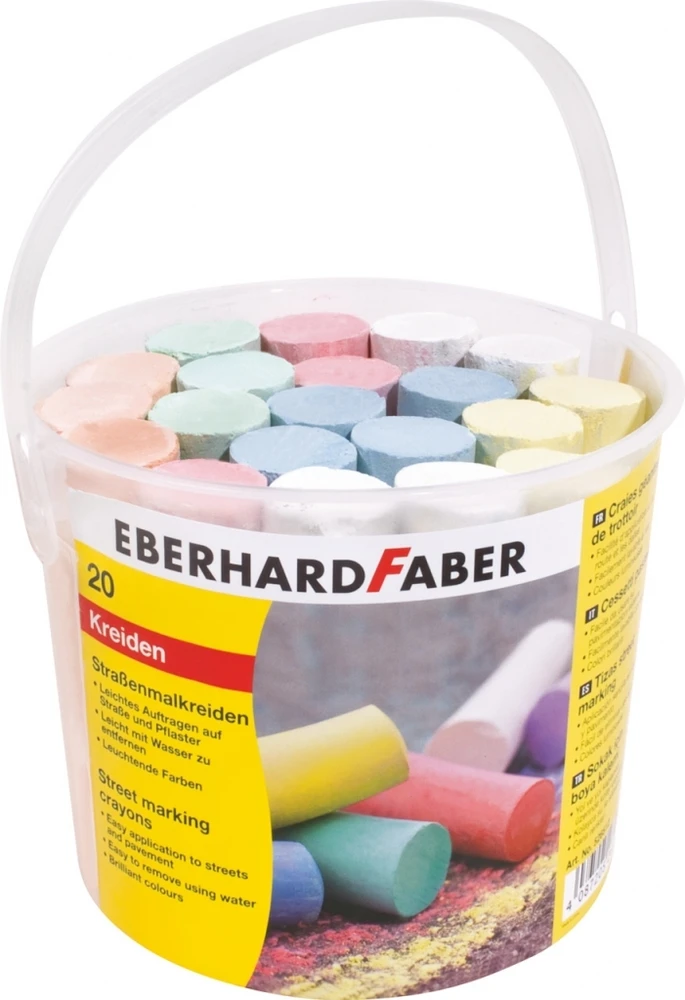 Faber-Castell Spalvota kreida EberhardFaber, apvali, kibirėlyje, 20vnt, įvairių spalvų