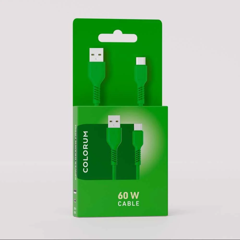COLORUM laidas USB-A – USB-C 1,8m 3A CK60-AC-04 xGreen