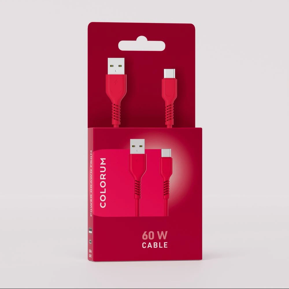 COLORUM laidas USB-A – USB-C 1,8m 3A CK60-AC-02 xMagenta
