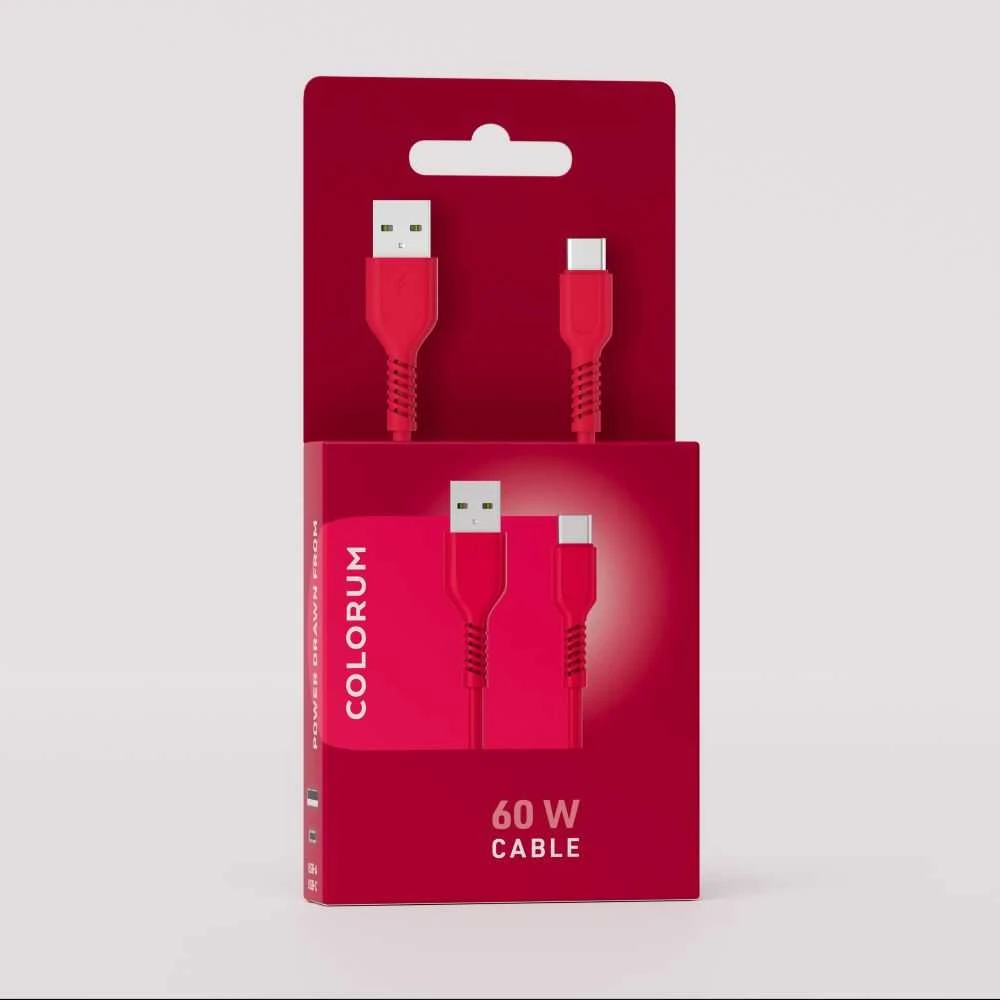COLORUM laidas USB-A – USB-C 1,8m 3A CK60-AC-02 xMagenta