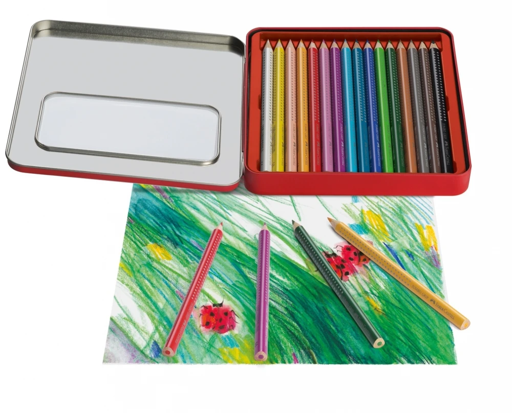Spalvoti akvareliniai pieštukai Faber-Castell Grip Jumbo, 16 spalvų
