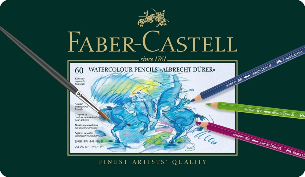 Spalvoti akvareliniai pieštukai Faber-Castell Albrecht Dürer , 60 spalvų