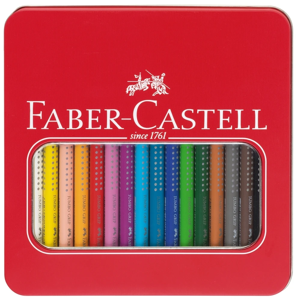 Spalvoti akvareliniai pieštukai Faber-Castell Grip Jumbo, 16 spalvų
