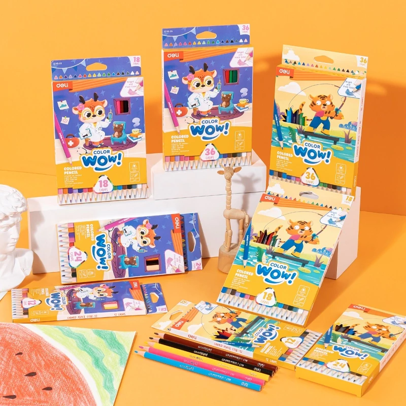 Spalvoti pieštukai DELI ColorWow tribriauniai, 36 spalvų