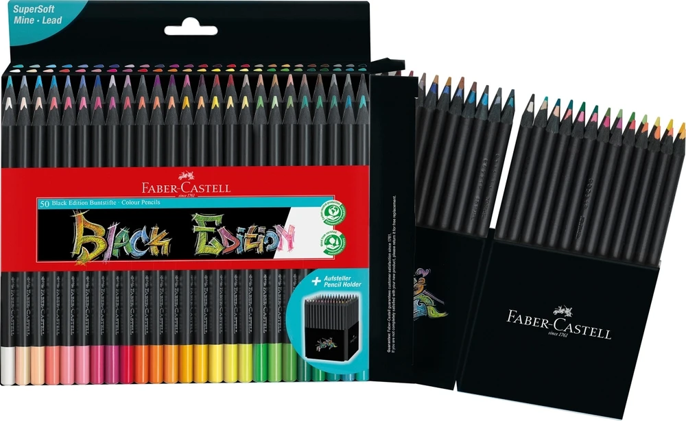 Spalvoti pieštukai Faber-Castell Juodas Edition, 50 spalvų
