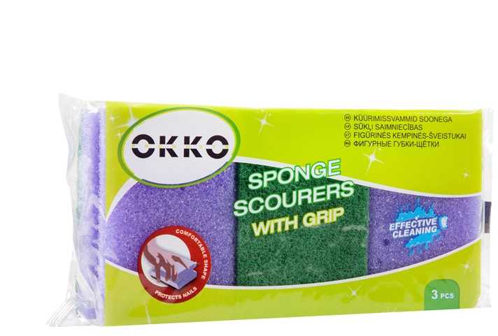 Spalvotos kempinės OKKO, 3 vnt.