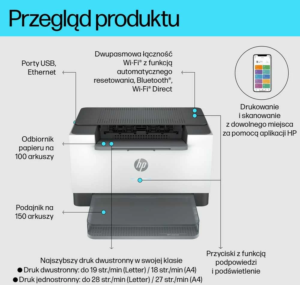 HP LaserJet Wireless Juodas and baltas Spausdintuvas, Duplex