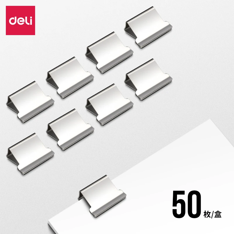Spaustukai segikliui DELI 8591, sidabrinės spalvos, 50vnt