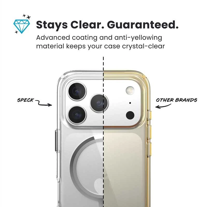 Speck Presidio Perfect Clear MagSafe - dėklas Apple iPhone 17 Pro Clear / Sidabrinis