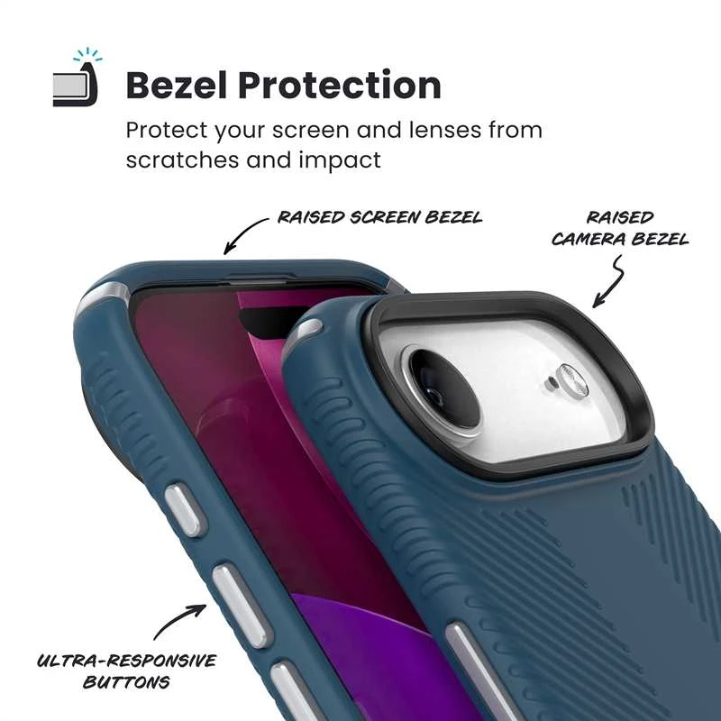 Speck Presidio2 Grip ClickLock & MagSafe - dėklas Apple iPhone Air Deep Sea / Sidabrinis Metallic / Spell Mėlyna