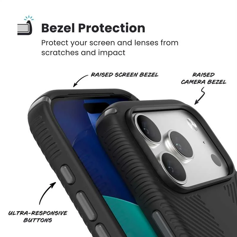 Speck Presidio2 Grip MagSafe - dėklas Apple iPhone 17 Pro Juodas / Slate Pilkas / Baltas
