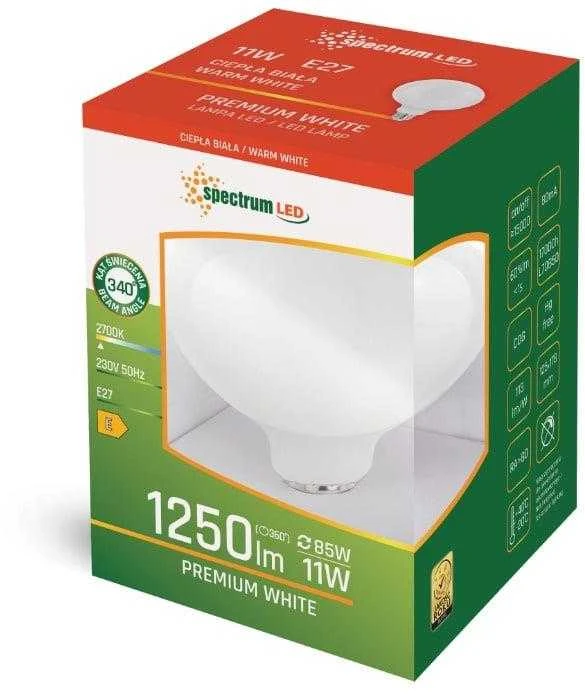 „Spectrum LEMP LED“ E27 G125 11W 2700K 1250LM MT